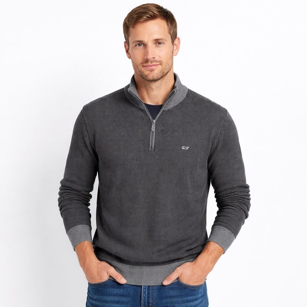 Vineyard Vines Gray Quarter-Zip Pullover Sweater – Size L